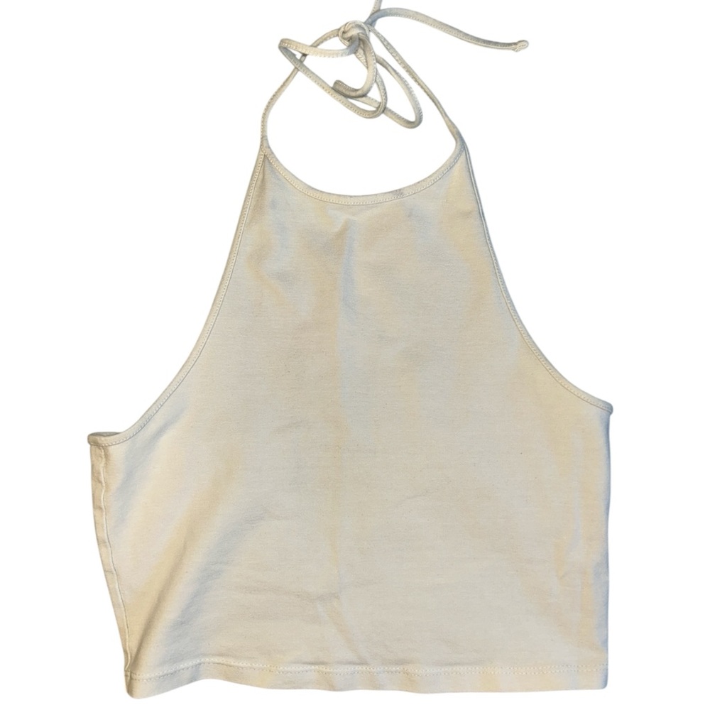 White Halter Neck Crop Top